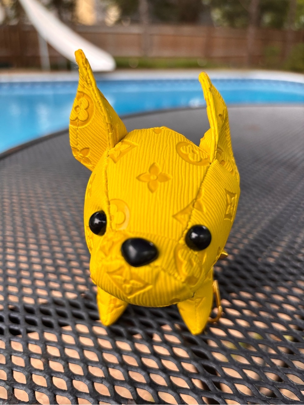 Bag charm/Key Chain adorable Frenchie Yellow Dog with black eyes! New